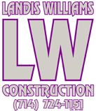 Landis Williams Construction Logo - Contact us at our construction company in Yorba Linda, California, for carpentry and remodeling needs such as house framing and dry wall.